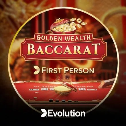 First Person Golden Wealth Baccarat logo by Evolution at GrizzlysQuest Casino