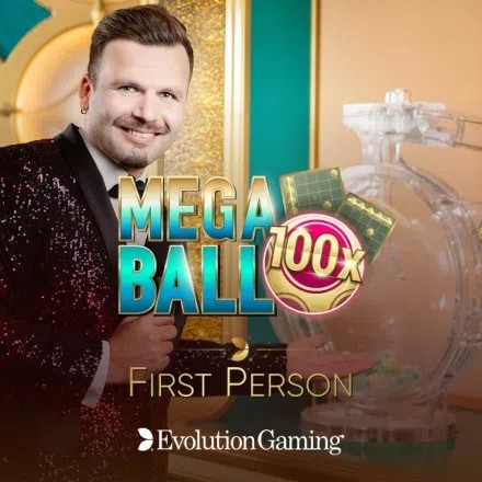 First Person Mega Ball slot logo by Evolution at GrizzlysQuest Casino